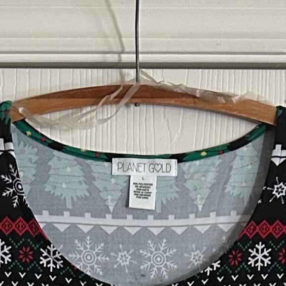 Planet Gold Christmas Dress Fit and Flare Skater Size L Fair Isle Pattern - Picture 10 of 10